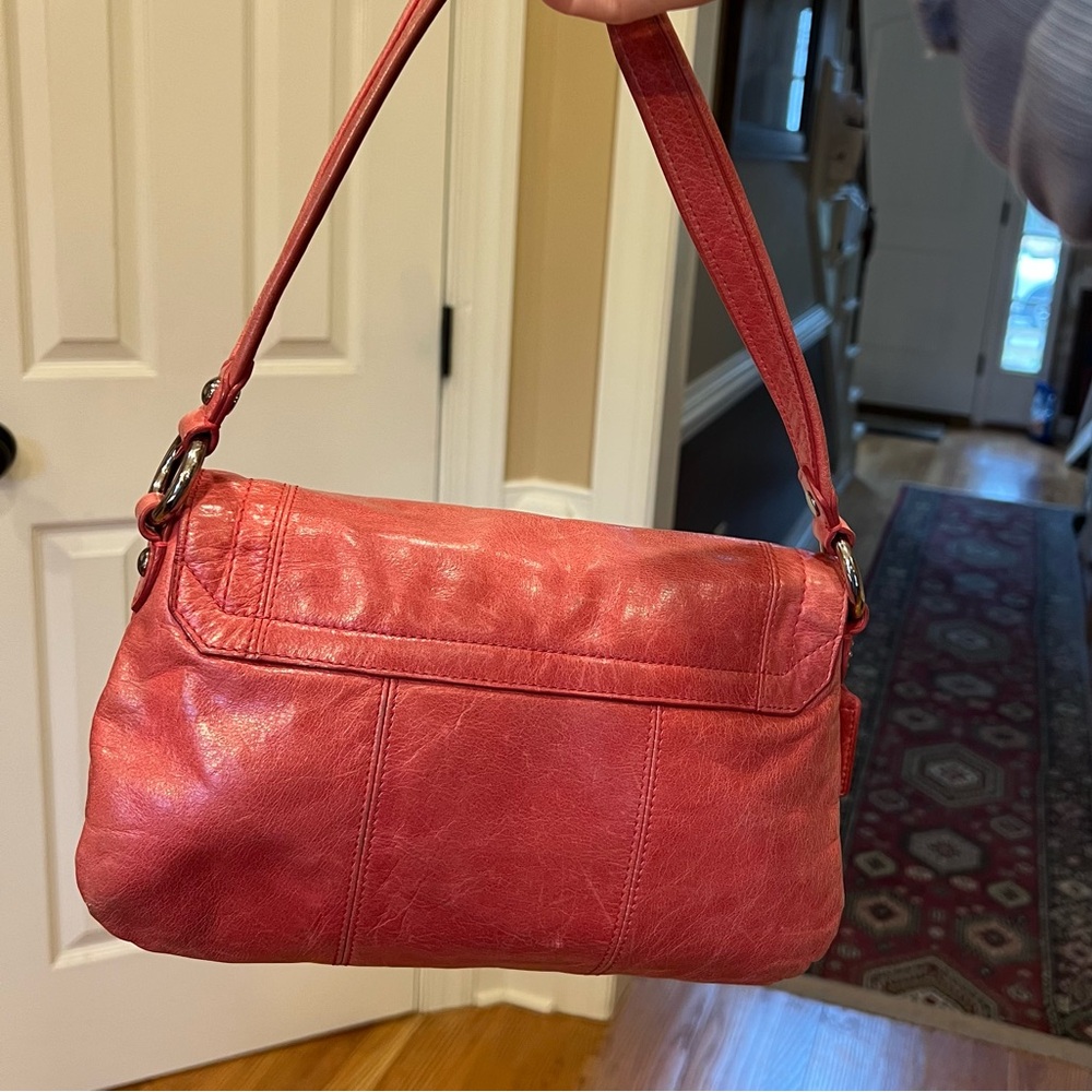 Vintage Y2K Coach Pink Shoulder Bag Layla 18160 Camelia Poppy Leather Purse - Picture 6 of 14